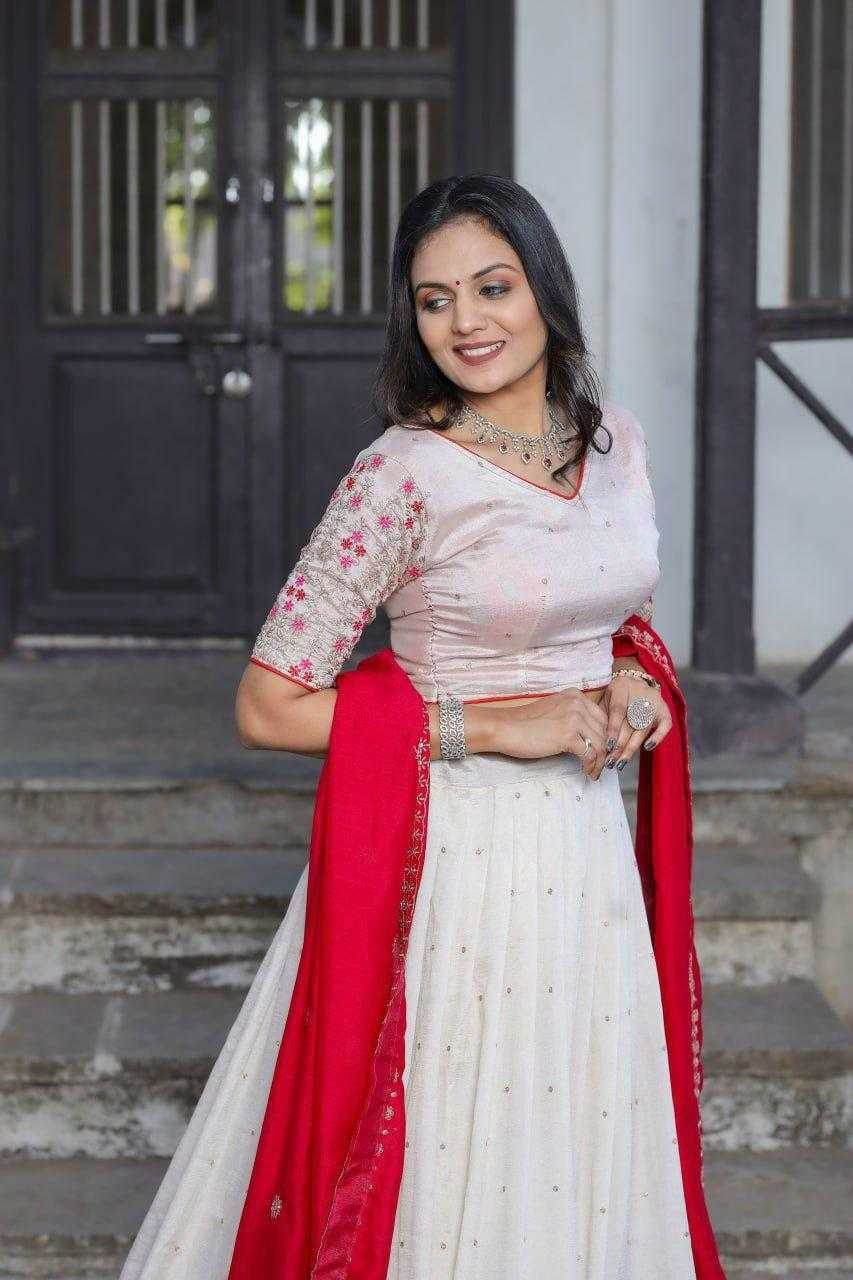 Vichitra Silk Designer Embroidered Lehenga - MYLUXURY LANE ENTERPRISE